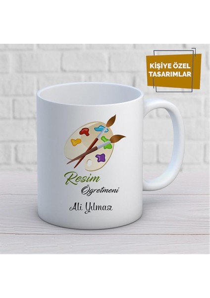 Kişiye Özel Isim Yazılabilir Resim Öğretmeni Kupa Bardak