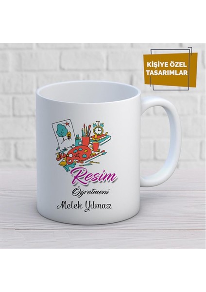 Kişiye Özel Isim Yazılabilir Resim Öğretmeni Kupa Bardak