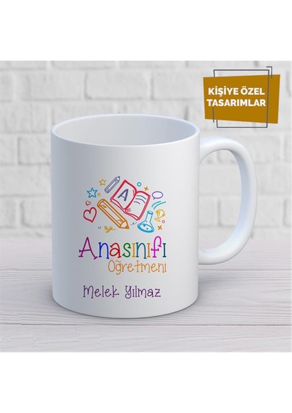 Kişiye Özel Isim Yazılabilir Anasınıfı Öğretmeni Kupa Bardak