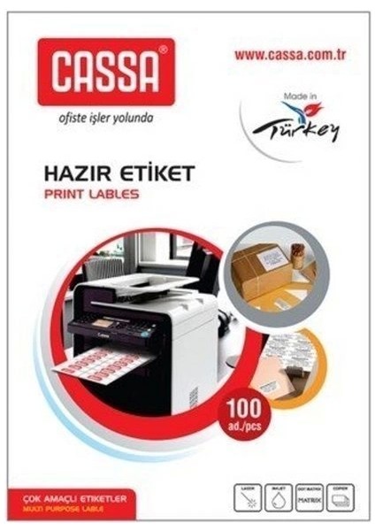 Cassa 1036 Laser Etiket 45X30MM 36X100 3600 Adet