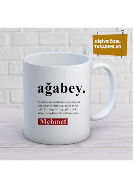 Kişiye Özel Isim Yazılabilir Ağabey Anlamlı Istediğiniz Sözler Yazılabilir Kupa Bardak
