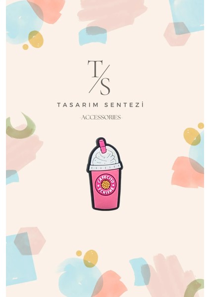 Rozet Silikon Broş Kahve Bardağı Coffee Pembe Nescafe Yaka Çanta Kıyafet Şapka Aksesuar