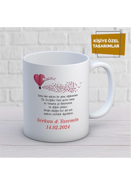 Kişiye Özel Isim Yazılabilir Sevgi Temalı Kupa Bardak