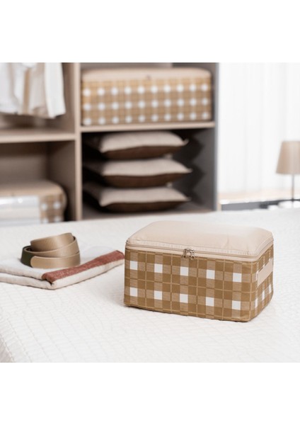 Ekose Desenli 4 Adet Küçük Bavul Içi Düzenleyici, Saklama Hurç, Bej, 30X20X15 fiyatları