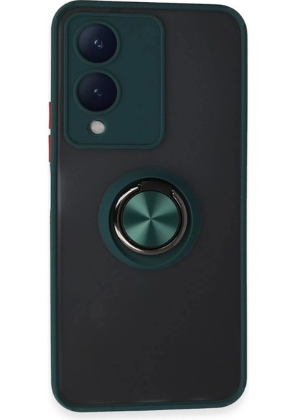 Vivo Y17S Kılıf Montreal Yüzüklü Silikon Kapak - Yeşil
