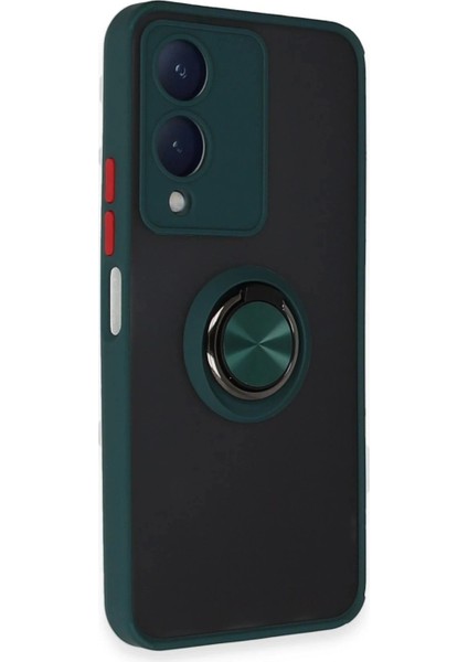 Vivo Y17S Kılıf Montreal Yüzüklü Silikon Kapak - Yeşil fiyatları