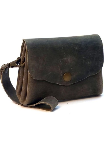 El Yapımı Hakiki Crazy Deri Kadın Cüzdanı Gri