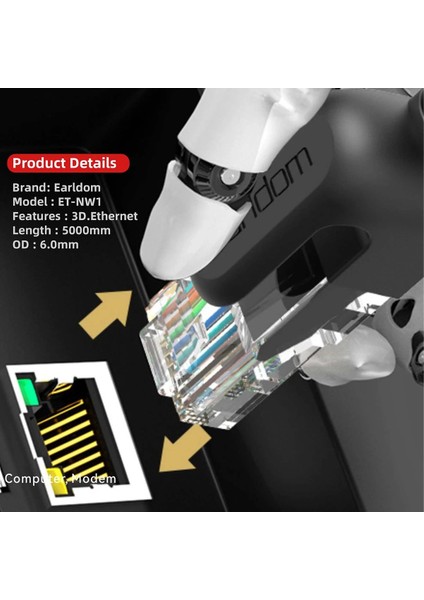 Nw1 5m Cat 6 Ethernet Network Kablosu - Siyah