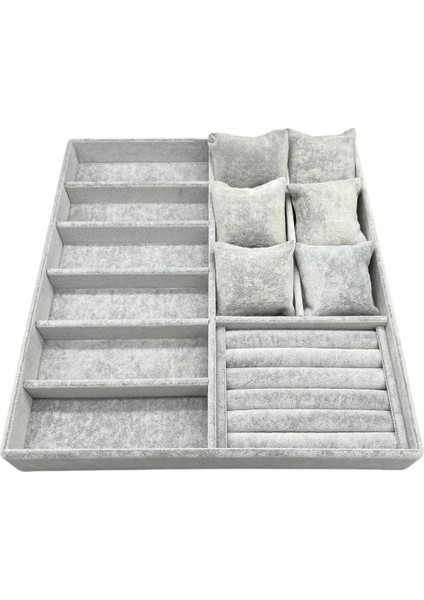 Miami Model Süet Kumaş Gri Renk 38CM /34 cm Mix Takı Sergileme Çekmece Içi Stand fırsatları