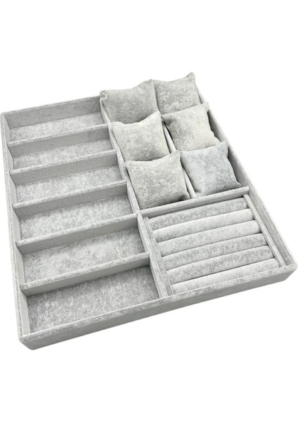 Miami Model Süet Kumaş Gri Renk 38CM /34 cm Mix Takı Sergileme Çekmece Içi Stand indirimleri