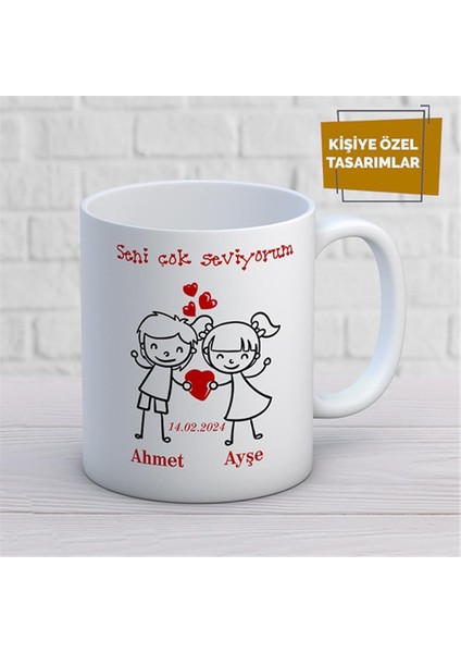 Kişiye Özel Isim Yazılabilir Sevgi Temalı Kupa Bardak