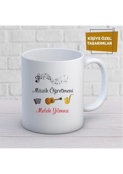Kişiye Özel Isim Yazılabilir Müzik Öğretmeni Kupa Bardak