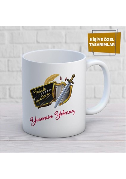 Kişiye Özel Isim Yazılabilir Tarih Öğretmeni Kupa Bardak