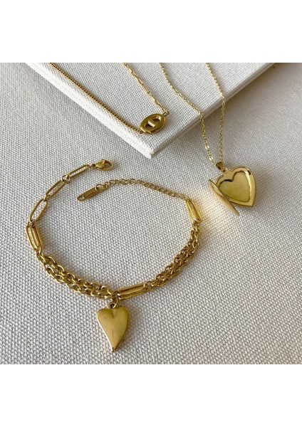 Kalp Açılır Bileklik 3'lü Çelik Set indirimleri