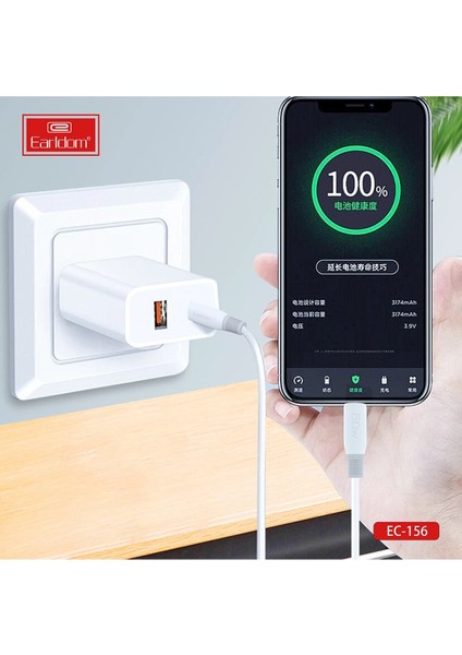 EC-156I Pd 30W Type-C To Lightning 2m Hızlı Şarj Kablosu - Beyaz modelleri
