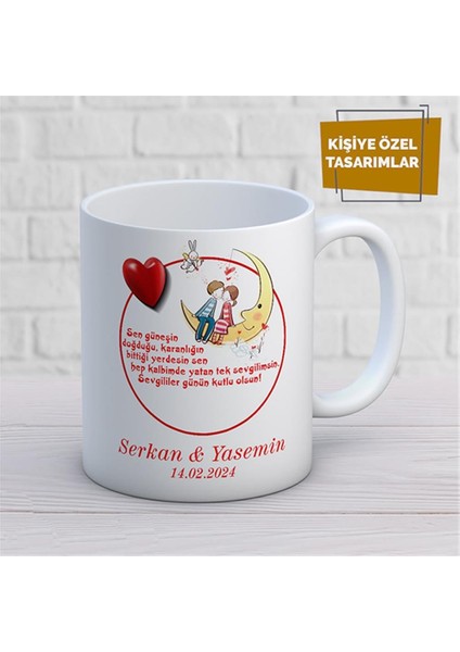 Kişiye Özel Isim Yazılabilir Sevgi Temalı Kupa Bardak
