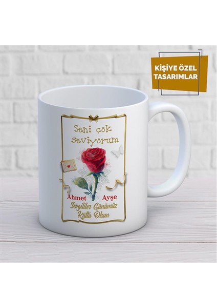 Kişiye Özel Isim Yazılabilir Sevgi Temalı Kupa Bardak