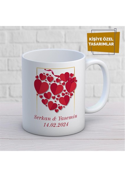 Kişiye Özel Isim Yazılabilir Sevgi Temalı Kupa Bardak