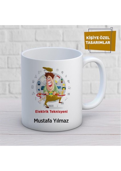 Kişiye Özel Isim Yazılabilir Elektrik Teknisyeni Kupa Bardak