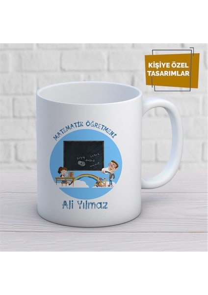 Kişiye Özel Isim Yazılabilir Matematik Öğretmeni Kupa Bardak