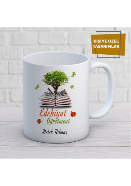 Kişiye Özel Isim Yazılabilir Edebiyat Öğretmeni Kupa Bardak