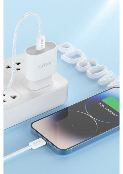 EC-190CC 1m 60W Type-C To Type-C Pd Hızlı Şarj Kablosu - Beyaz indirimleri