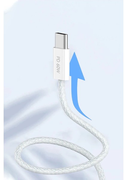 EC-190CC 1m 60W Type-C To Type-C Pd Hızlı Şarj Kablosu - Beyaz