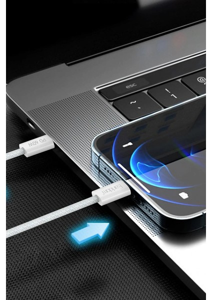 EC-190CC 1m 60W Type-C To Type-C Pd Hızlı Şarj Kablosu - Beyaz