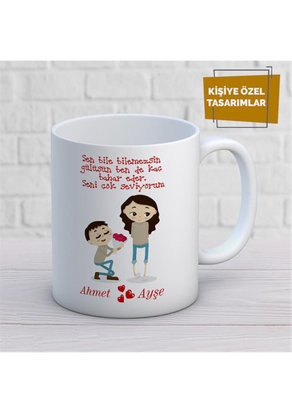 Kişiye Özel Isim Yazılabilir Sevgi Temalı Kupa Bardak