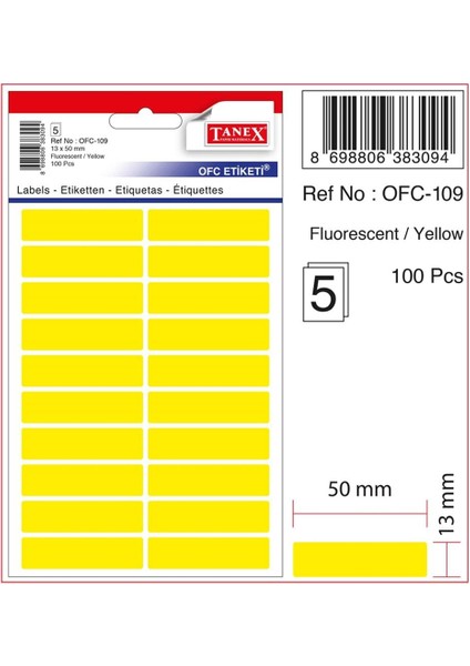 Ofis Etiketi Fosforlu Sarı OFC-109