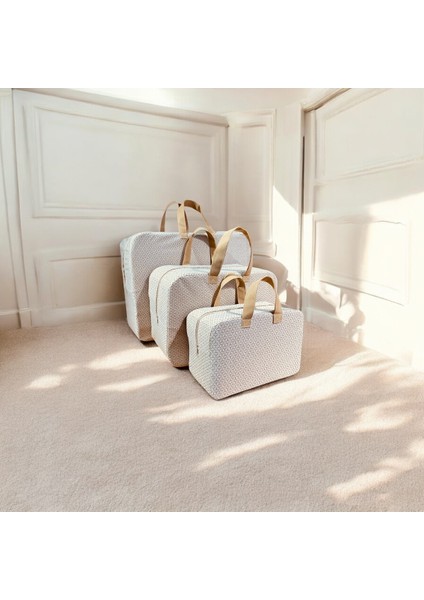 3'lü Çok Amaçlı Düzenleme ve Depolama Seti, Bej, Pratik ve Şık Organizer.