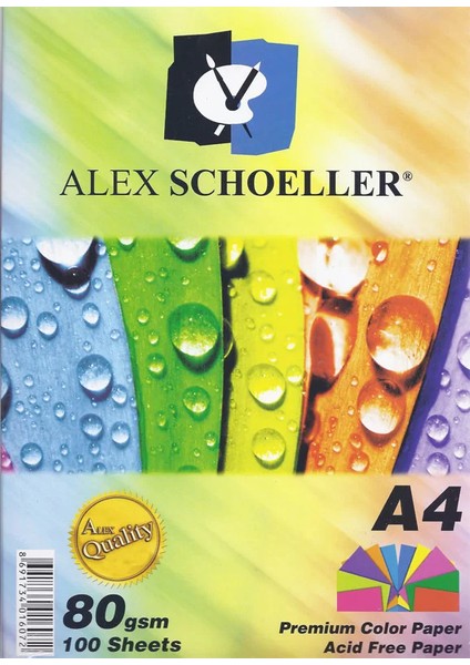 Alex Schoeller Renkli Çizgisiz Kağıt 10 Renk 100’LÜ Paket