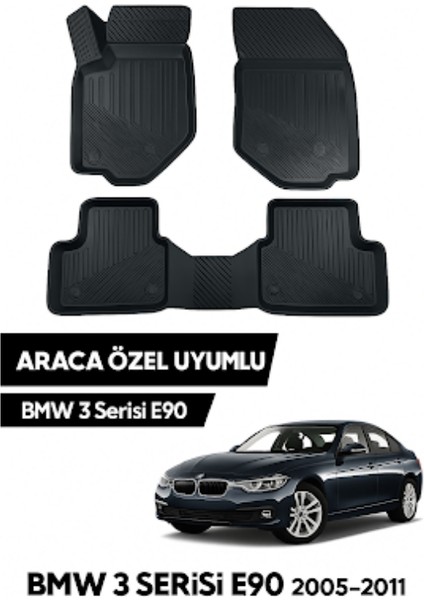 Bmw 3 Serisi E90 2005–2011 Uyumlu 3D Kauçuk Oto Paspas – Premium Seri fiyatları