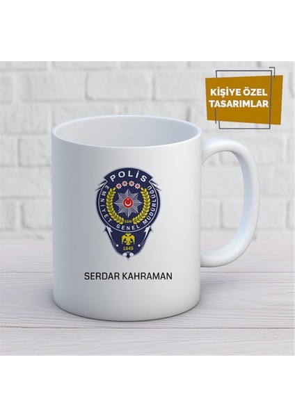 Kişiye Özel Isim Yazılabilir Polis Kupa Bardak
