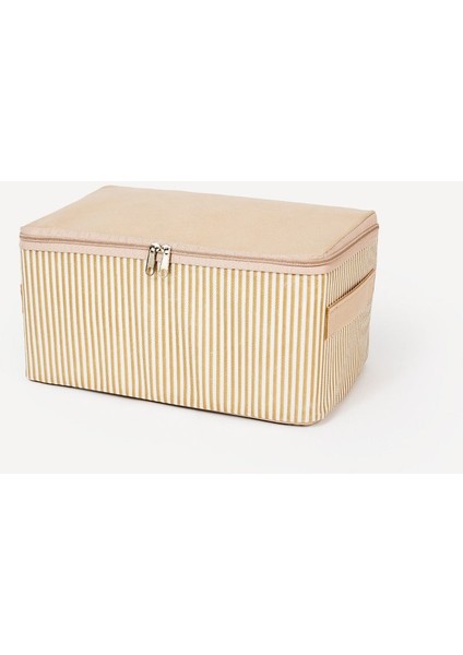 6'lı Bej Küçük Boy Çizgili Bavul Iç Organizer Seti 30X20X15 cm fırsatları