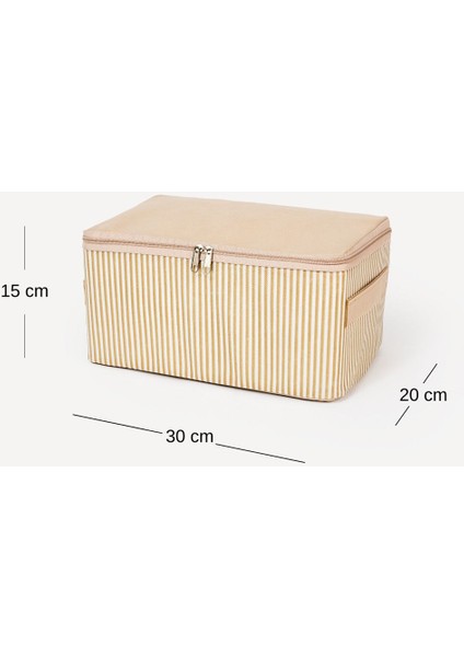 6'lı Bej Küçük Boy Çizgili Bavul Iç Organizer Seti 30X20X15 cm indirimleri