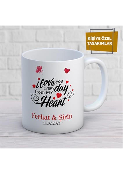 Kişiye Özel Isim Yazılabilir Sevgi Temalı Kupa Bardak