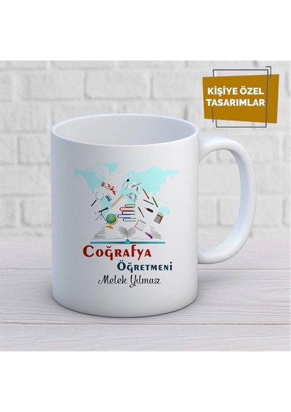 Kişiye Özel Isim Yazılabilir Coğrafya Öğretmeni Kupa Bardak