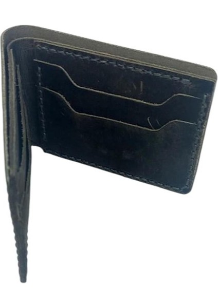 El Yapımı Hakiki Crazy Deri Italyan Model Cüzdan Gri