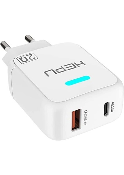 20W USB + Type-C Çıkışlı Hızlı Şarj Adaptör, Lightning Kablo Dahil fiyatları