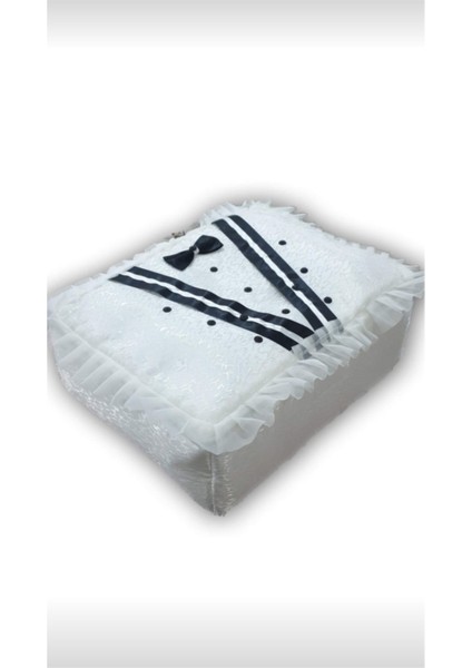 Süslü Süngerli Damat Motifli Çeyizlik Hurç 35X45X20 Beyaz