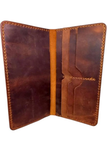 El Yapımı Telefon Bölmeli Hakiki Crazy Deri Cüzdan Kiremit Rengi fiyatları