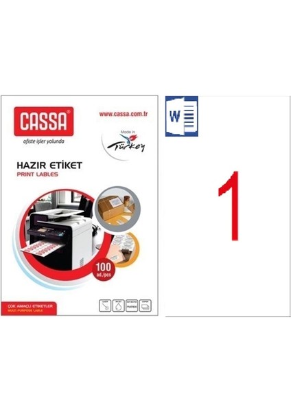 Cassa Laser Etiket 210X297MM 1X100 100 Adet