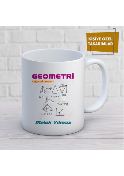 Kişiye Özel Isim Yazılabilir Geometri Öğretmeni Kupa Bardak