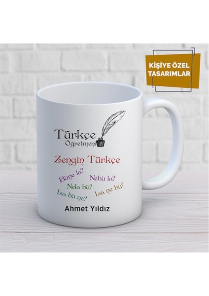 Kişiye Özel Isim Yazılabilir Türkçe Öğretmeni Kupa Bardak