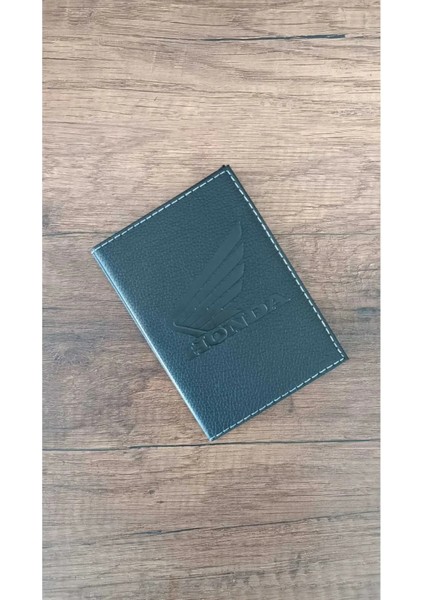 Honda Motors Deri Dikişli Oto Ruhsat Kılıfı Ruhsat Kabı Araç Ruhsat Koruyucu