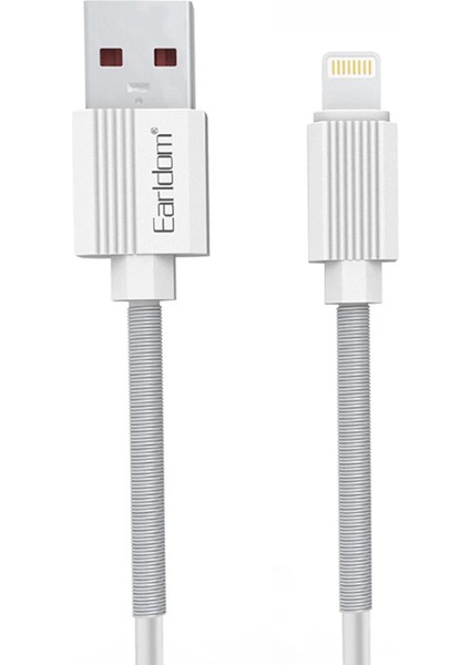 EC-137L 1m 3A Kırılmaya Dayanıklı Lightning Hızlı Şarj Kablosu - Beyaz