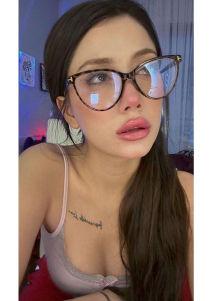 River Leopar Desenli Metal Aksesuarlı Cat Eye 58 Ekartman Mavi Işık Korumalı Ekran Okuma Gözlük