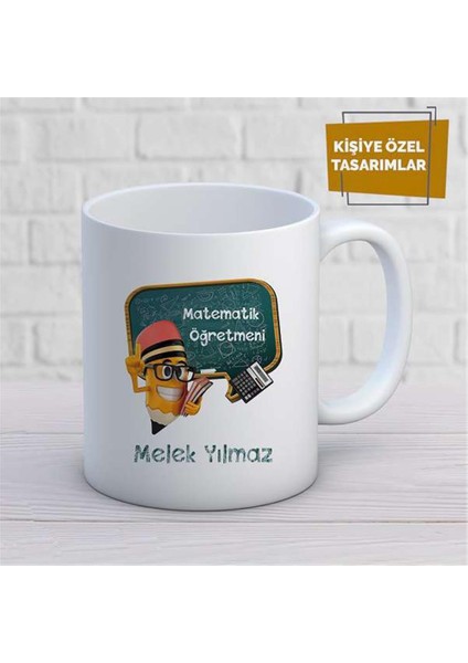Kişiye Özel Isim Yazılabilir Matematik Öğretmeni Kupa Bardak