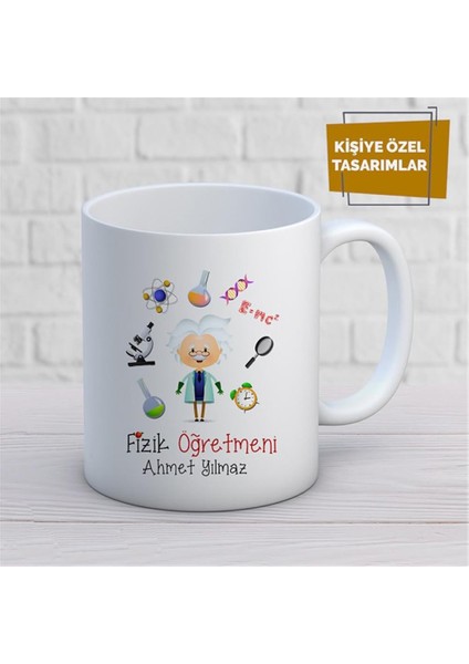Kişiye Özel Isim Yazılabilir Fizik Öğretmeni Kupa Bardak